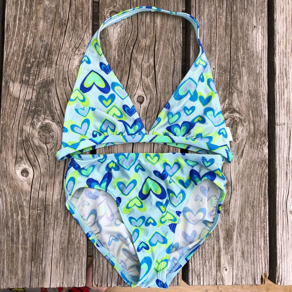 - Ativa Girls Blue Hearts Bikini SZ M! EUC!